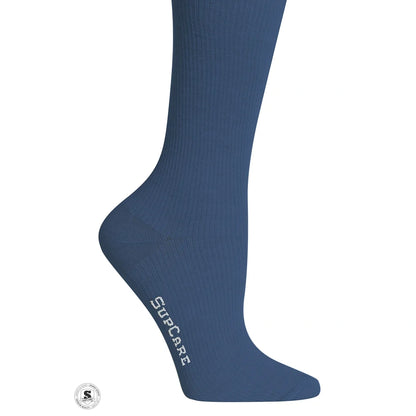 Støttestrømper i bambus, bred model - blå