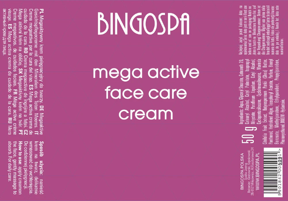 Fugtgivende ansigtscreme for hurtig genopretning - Mega Active Face Care Cream