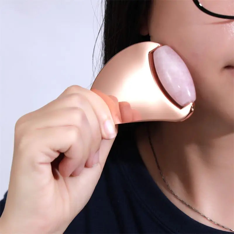 Gua sha roller ansigtsmassage - Stainless steel med sten