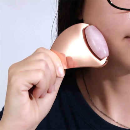 Gua sha roller ansigtsmassage - Stainless steel med sten
