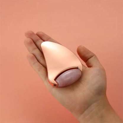 Gua sha roller ansigtsmassage - Stainless steel med sten