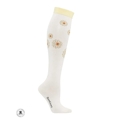 Kompressionsstrømper klasse 2 - Hvid med margueritter