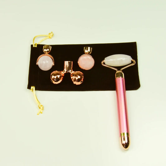 Vibrerende ansigtsrulle i jade - 3 verwisselbare hoofden