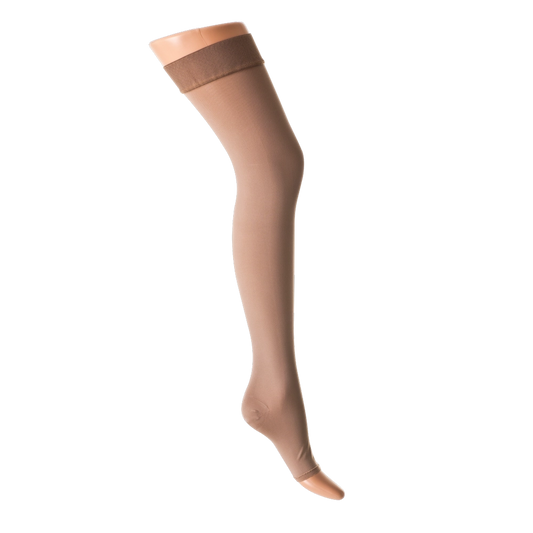 AGH - Stay-up kompressionsstrømpe med silikone bånd ccl 2 åben tå
