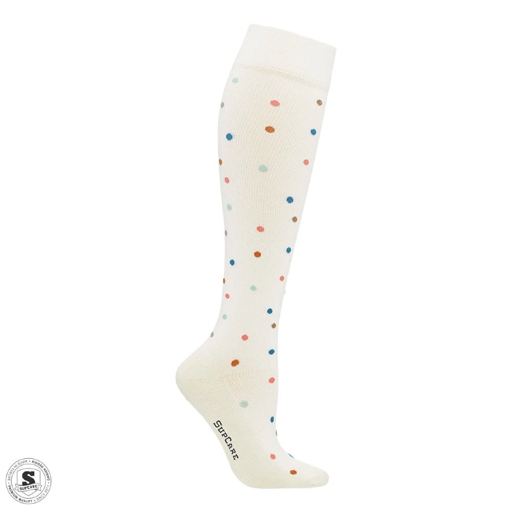 Prikkede støttestrømper i bambus - medel kompression