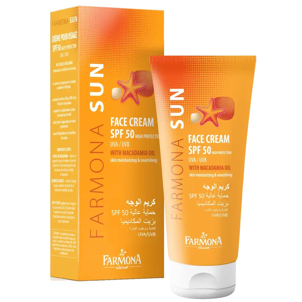 Solcreme med høj solfaktor og macadamiaolie til tør hud (SPF 50)
