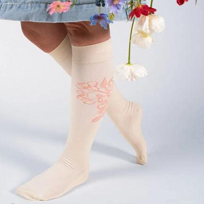 Kompressionsstrømper i økologisk bomuld - Cherry Blossom