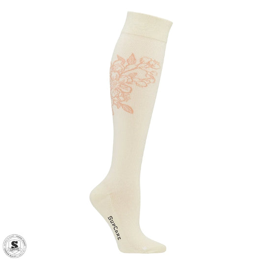 Kompressionsstrømper i økologisk bomuld - Cherry Blossom