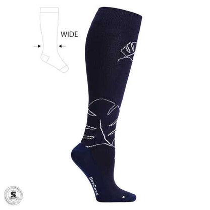 Støttestrømper Eco Cotton, Monstera, Marineblå bredere model