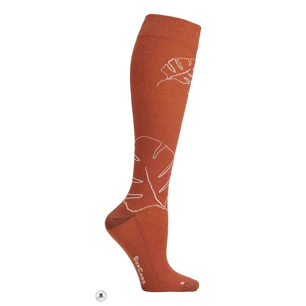 Støttestrømper Eco Cotton, Monstera, Cognac