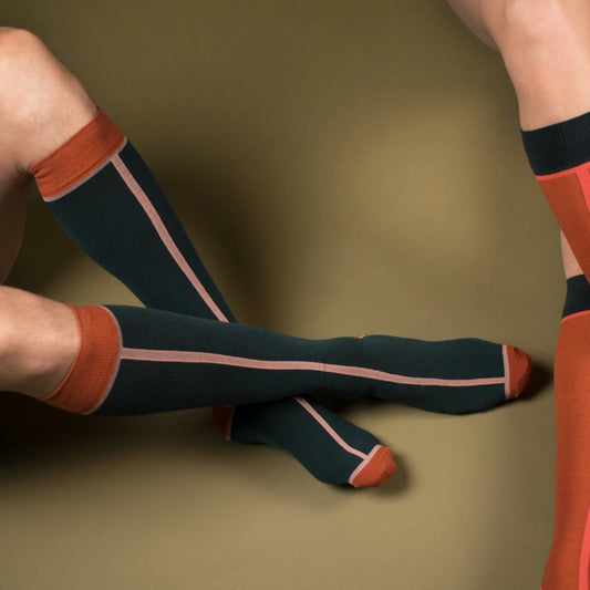 Støttestrømper Eco Cotton, Botanic Garden, Emerald green