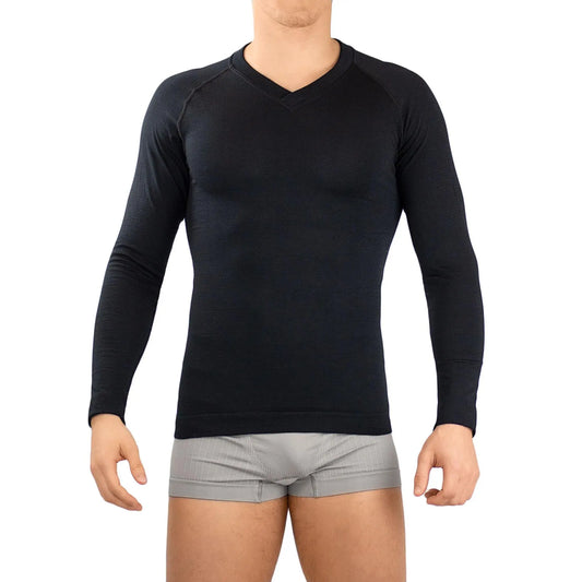Opvarmning langærmet T-shirt til mænd med merinould og Dryarn